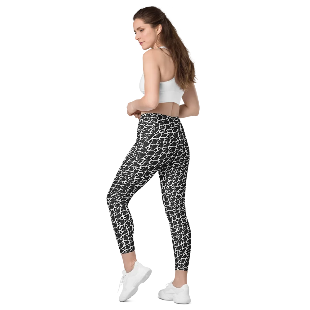 Inkstone Mosaic on Leggings with Pockets — Left Back