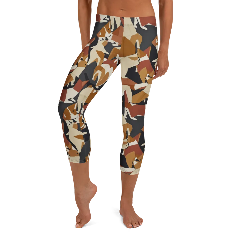 Rustic Paws on Capri Leggings — Front