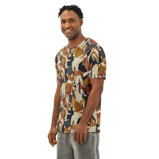 Rustic Paws on a Men's Cotton Crew Neck T-Shirt