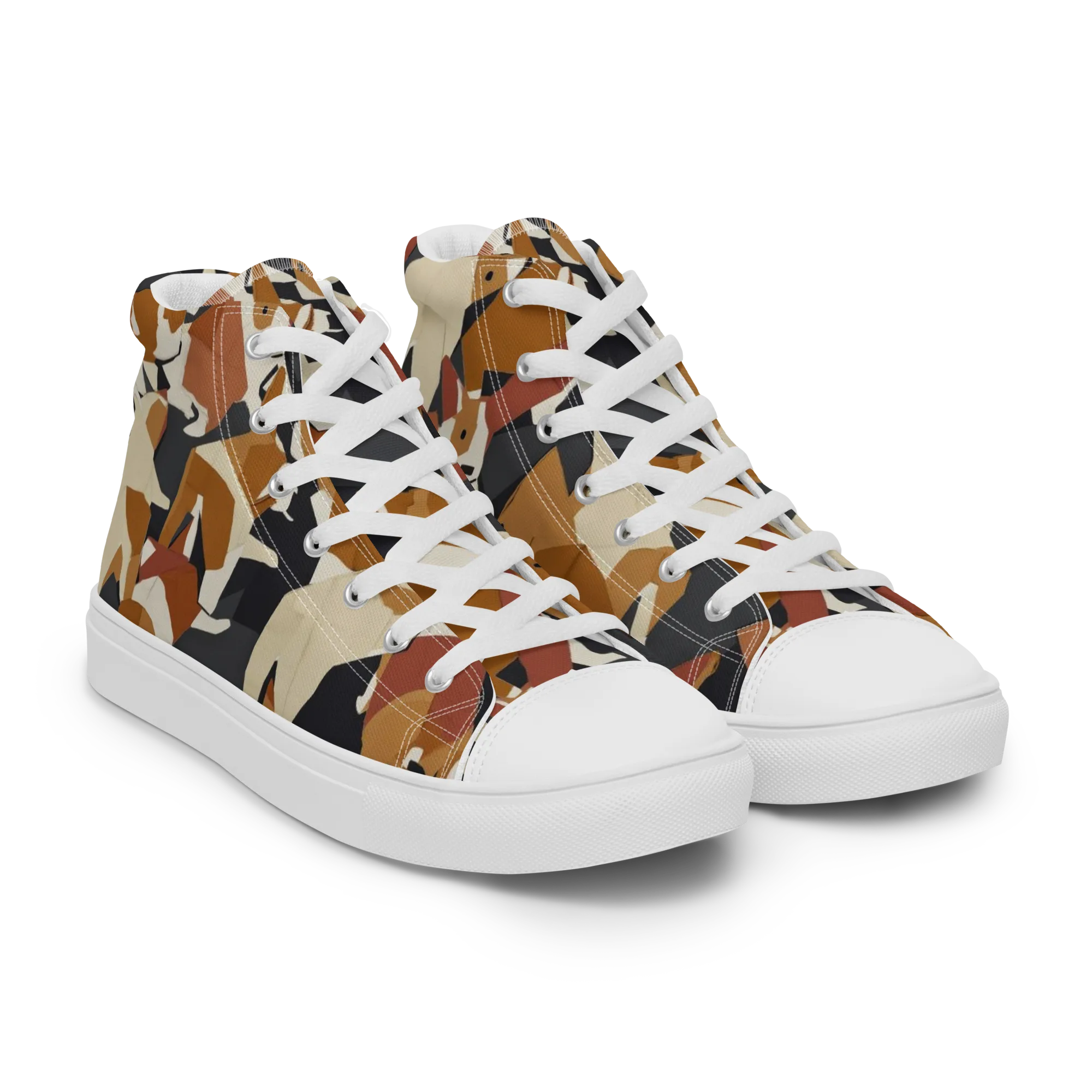 Rustic Paws on Men's High Top Canvas Shoes — Right Front