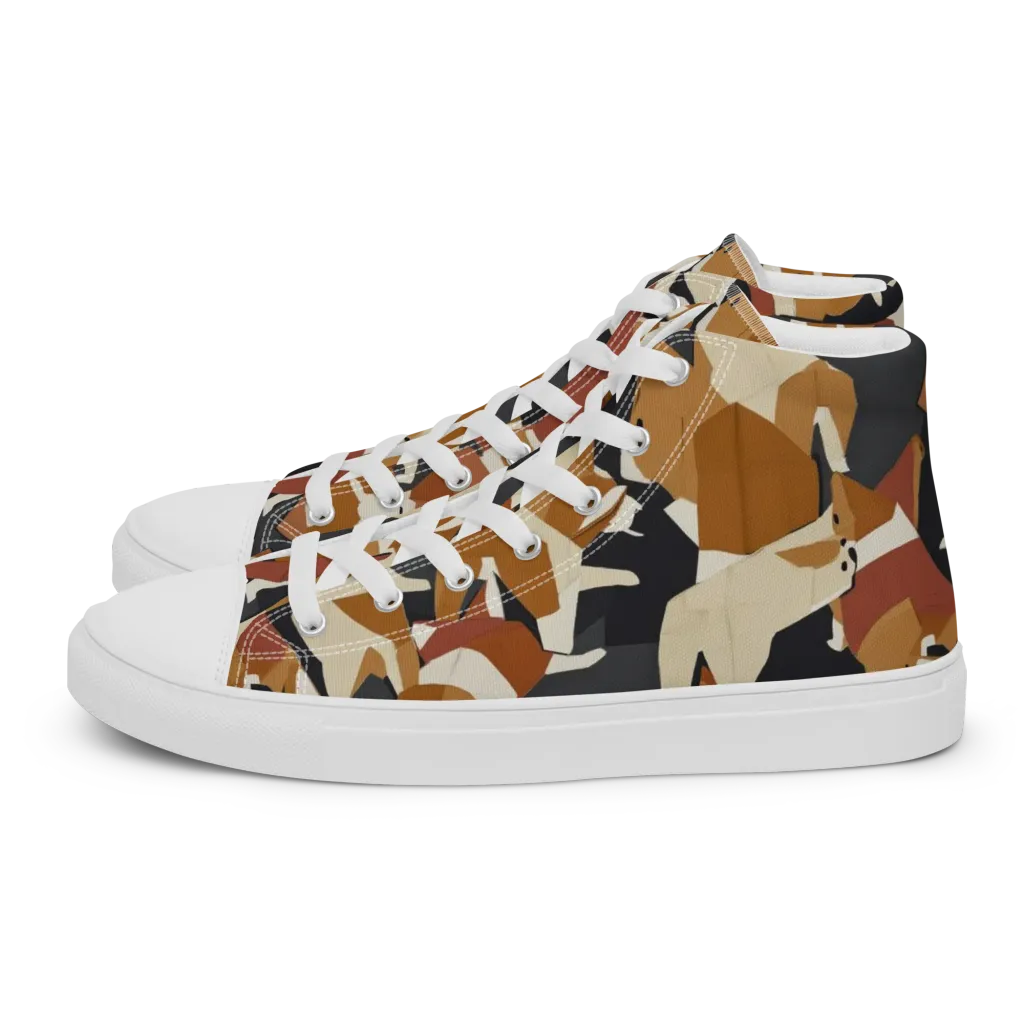 Rustic Paws on Men's High Top Canvas Shoes — Left