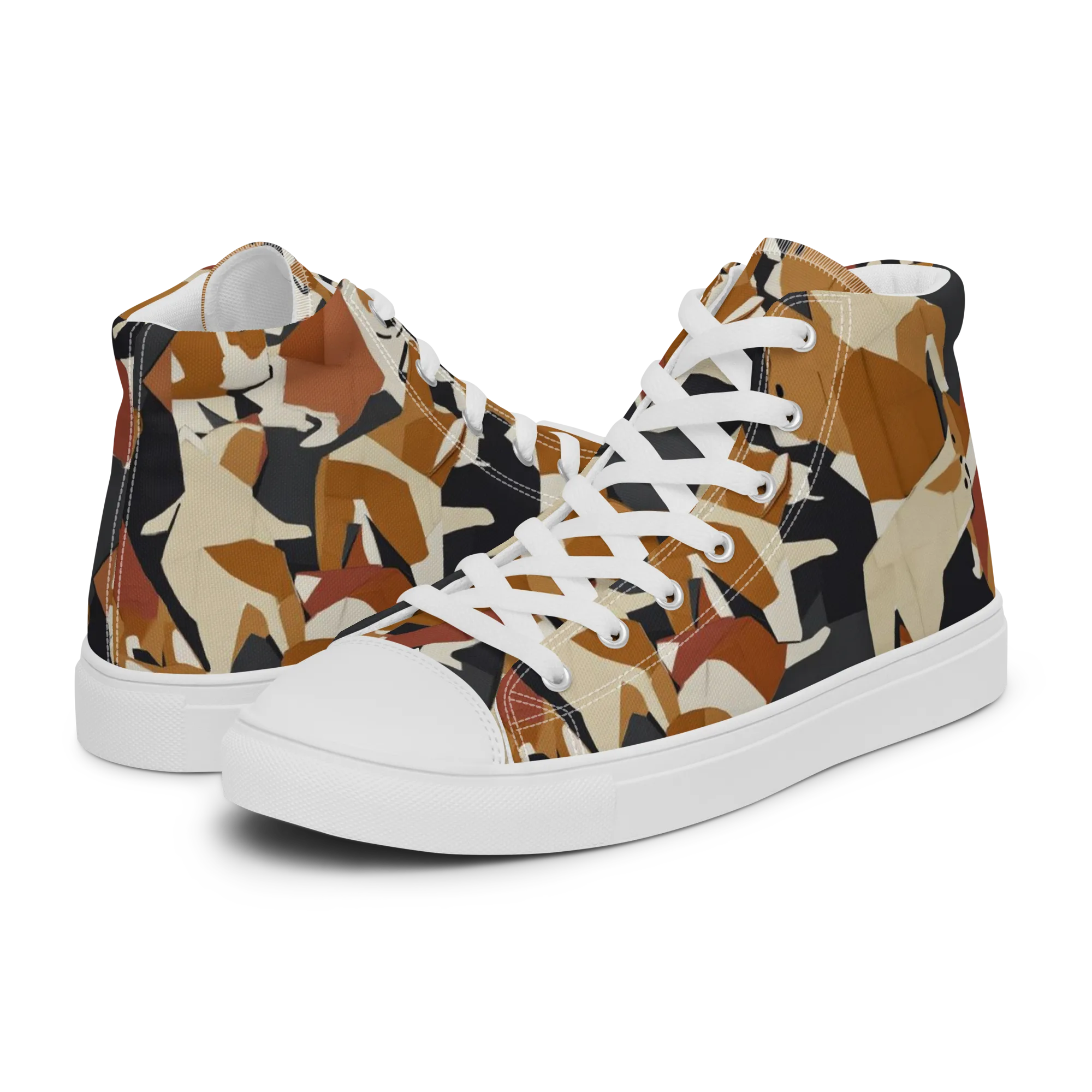 Rustic Paws on Men's High Top Canvas Shoes — Left
