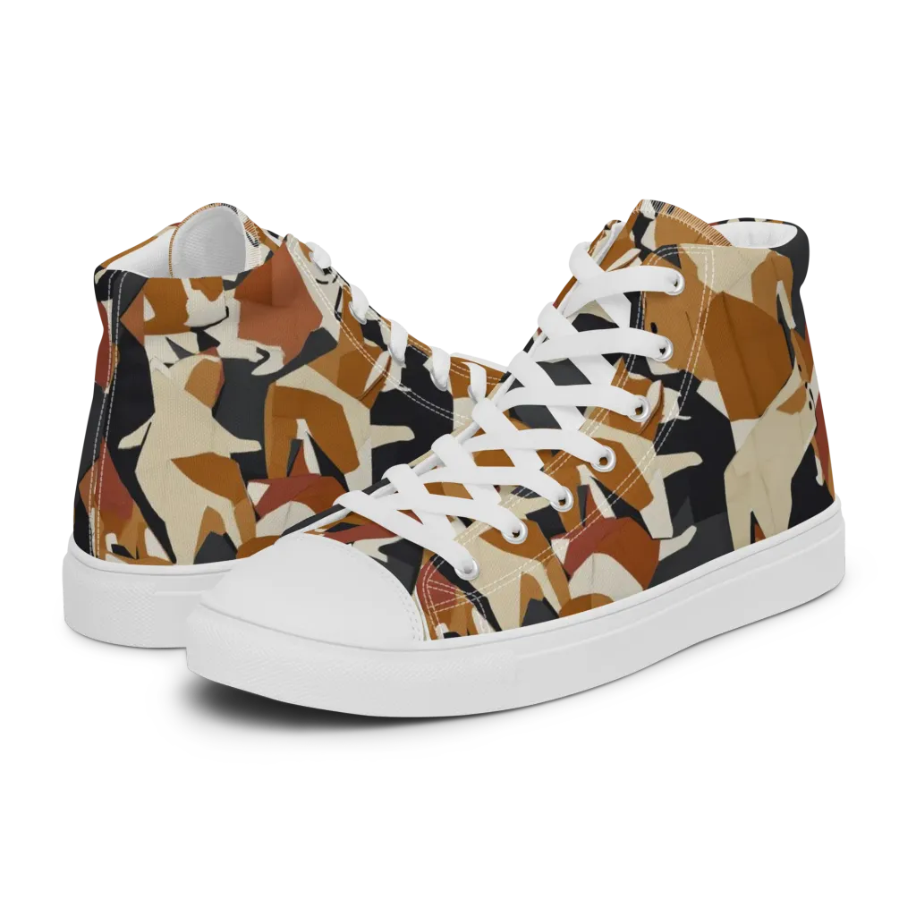 Rustic Paws on Men's High Top Canvas Shoes — Left