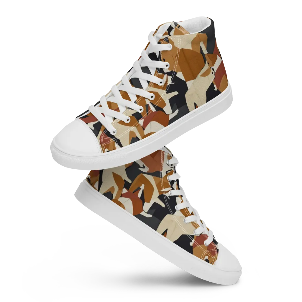 Rustic Paws on Men's High Top Canvas Shoes — Front