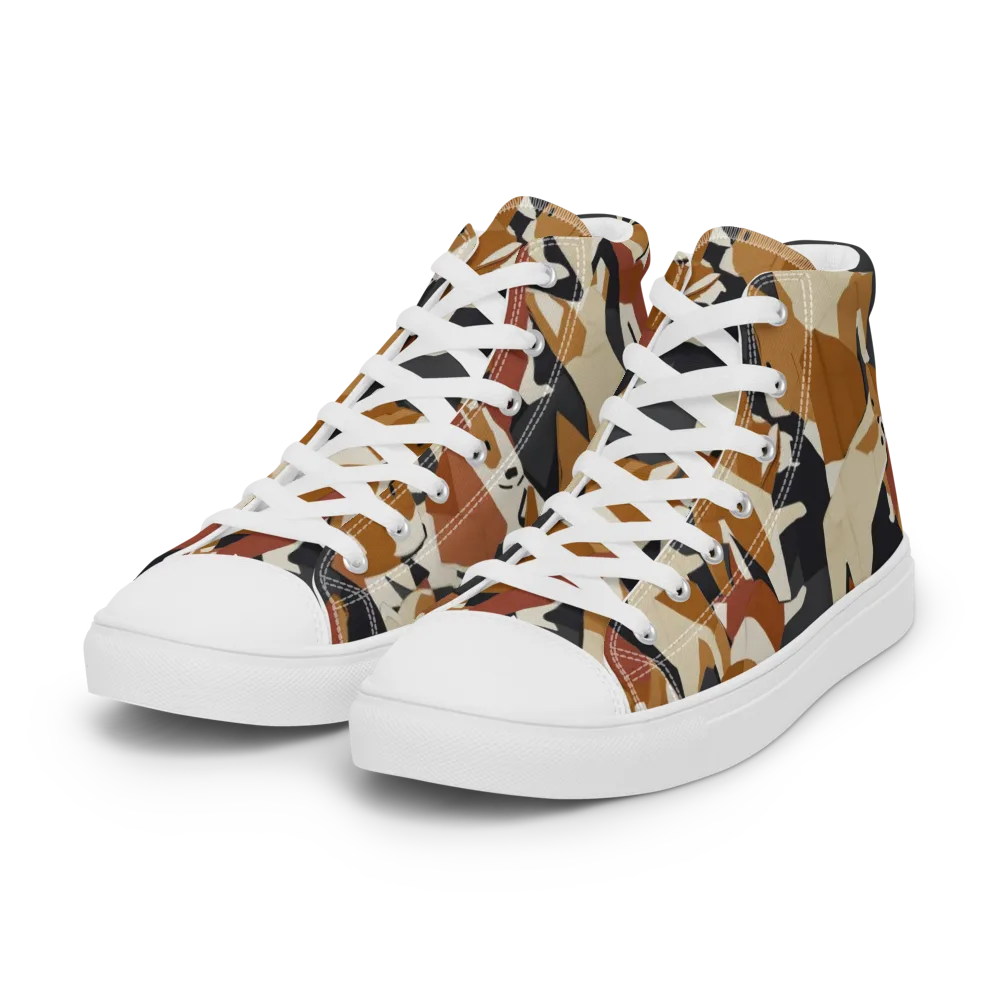 Rustic Paws on Women's High Top Canvas Shoes — Left Front