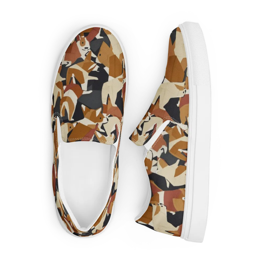 Rustic Paws on Men's Slip-On Canvas Shoes — Front