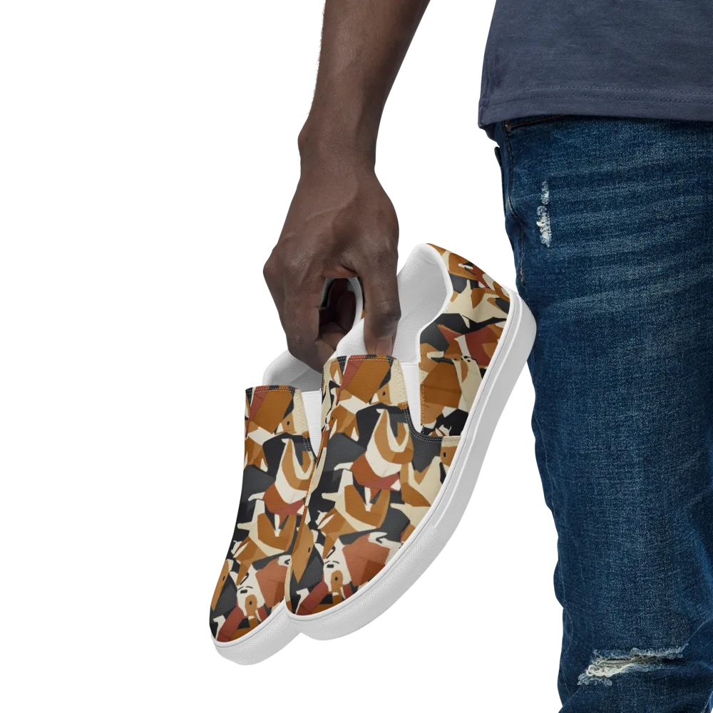 Rustic Paws on Men's Slip-On Canvas Shoes — Left Front