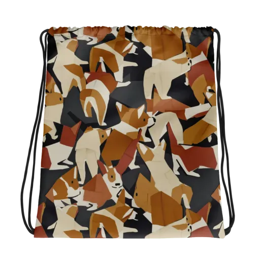 Rustic Paws on a Drawstring Bag