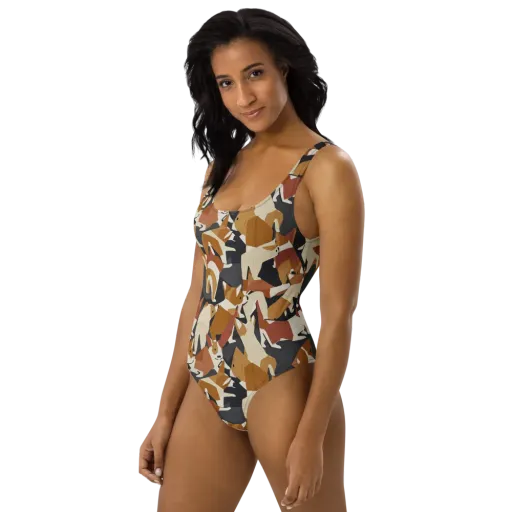 Rustic Paws on a One-Piece Swimsuit