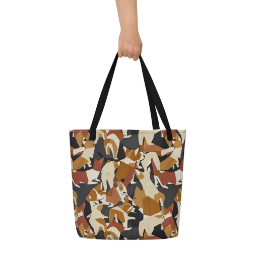 Rustic Paws on a Large Tote Bag W/ Pocket