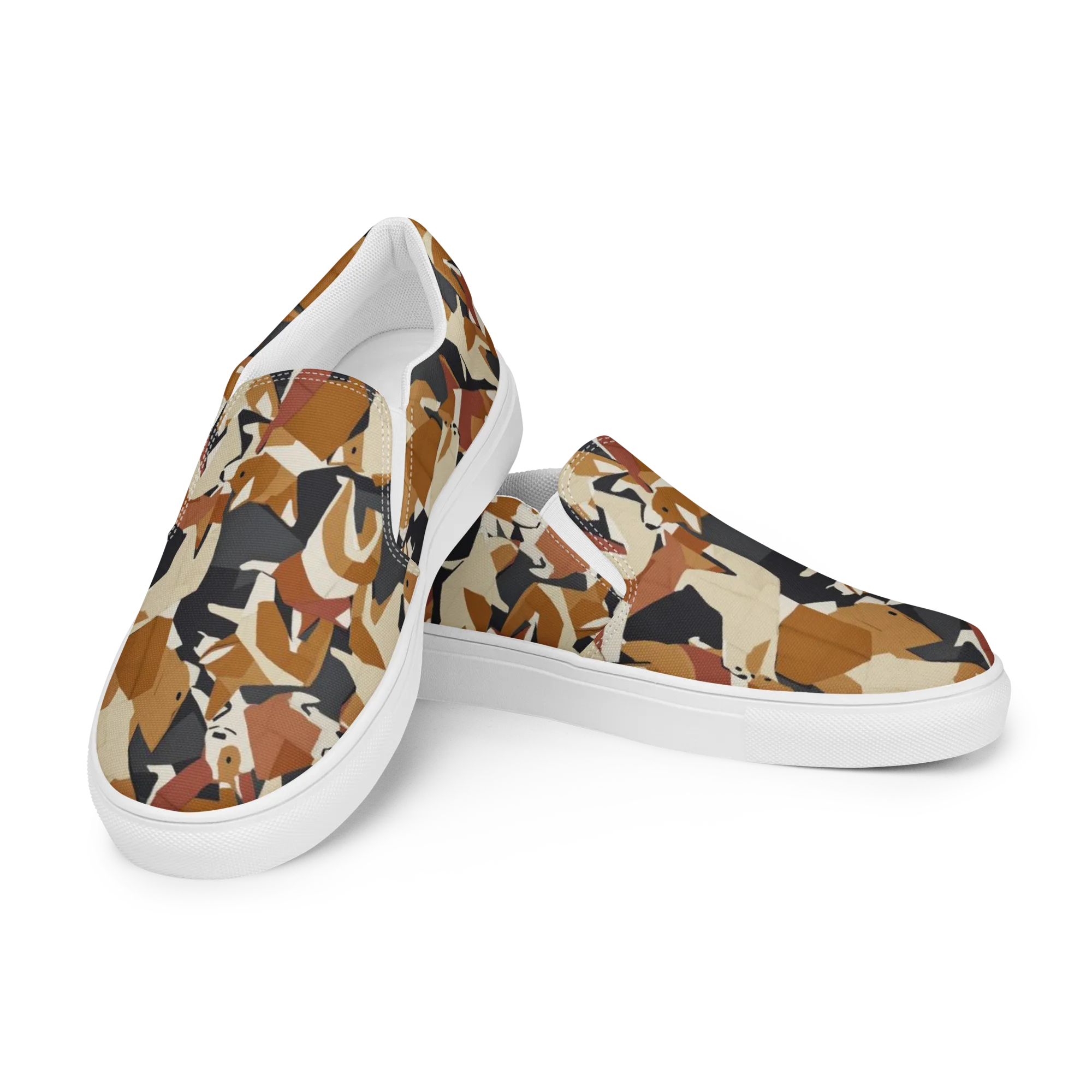 Rustic Paws on Women's Slip-On Canvas Shoes — Left Front