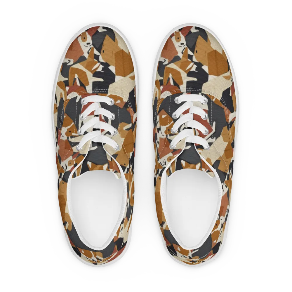 Rustic Paws on Men's Lace-Up Canvas Shoes — Front