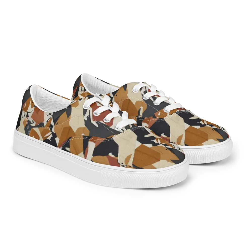 Rustic Paws on Men's Lace-Up Canvas Shoes — Right Front