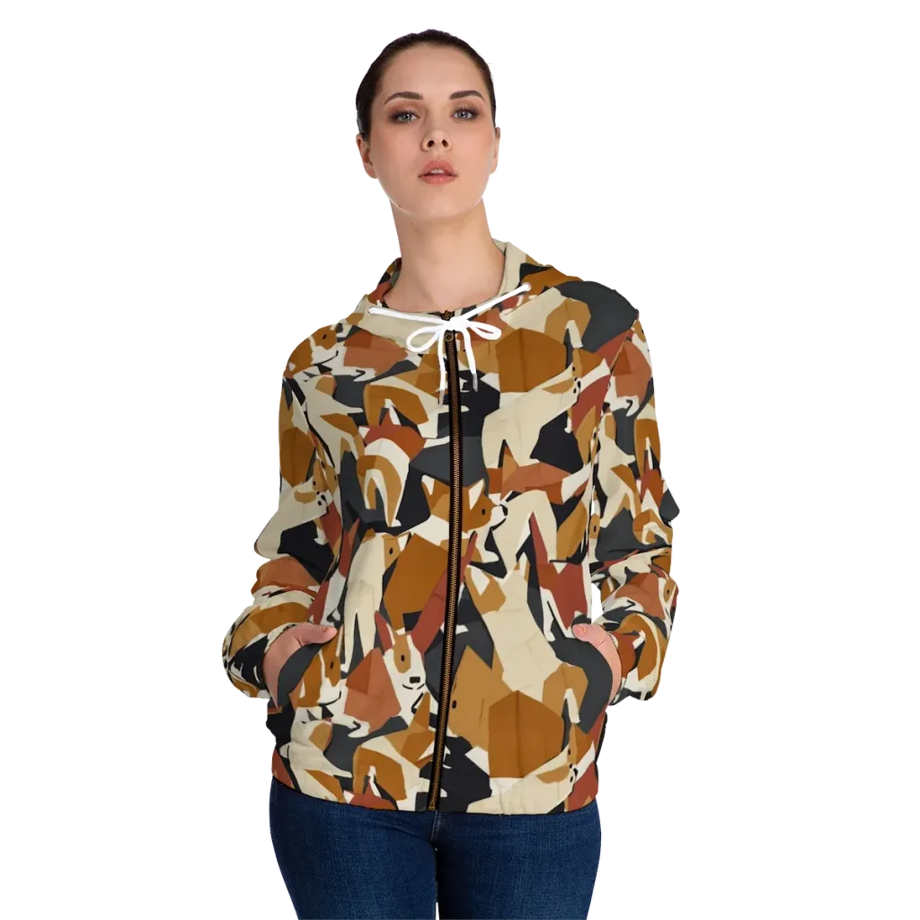 Rustic Paws on Women's Full-Zip Hoodie — Front On Person