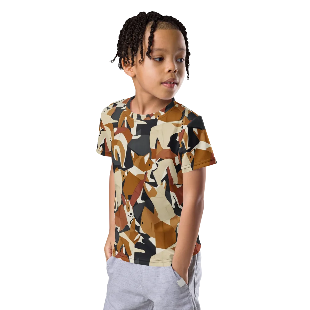 Rustic Paws on Kids Crew Neck T-Shirt — Left Front