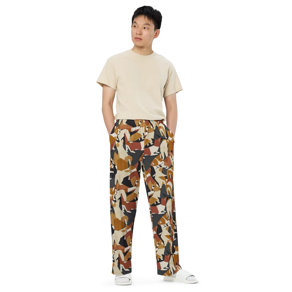 Rustic Paws on Wide-Leg Pants — Front