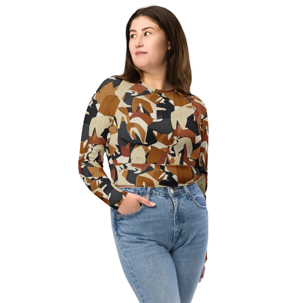 Rustic Paws on Long Sleeve Crop Top — Front