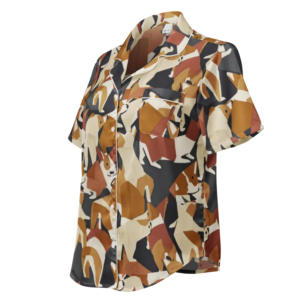 Rustic Paws on Women's Short Sleeve Pajama Top — Left Front