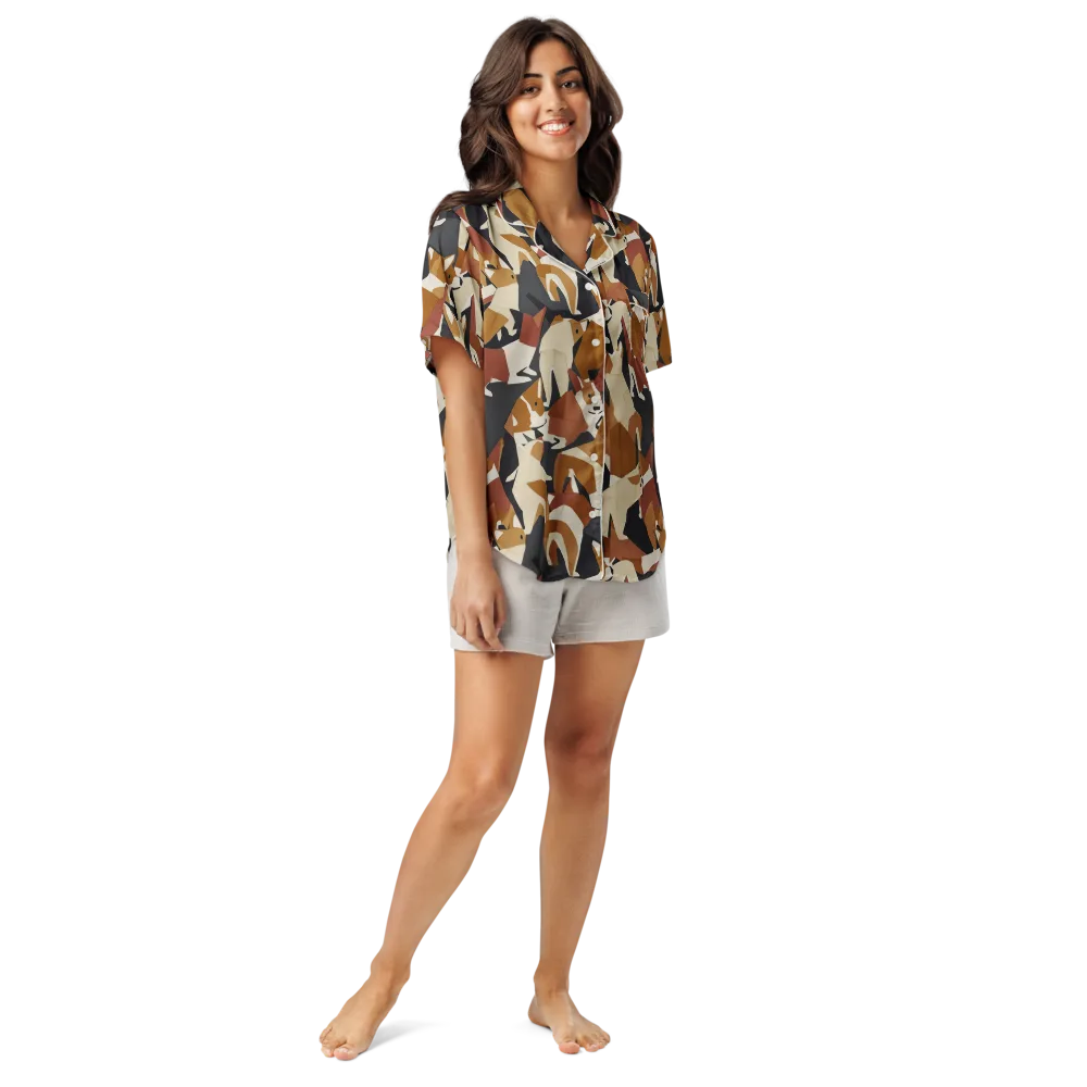 Rustic Paws on Women's Short Sleeve Pajama Top — Front