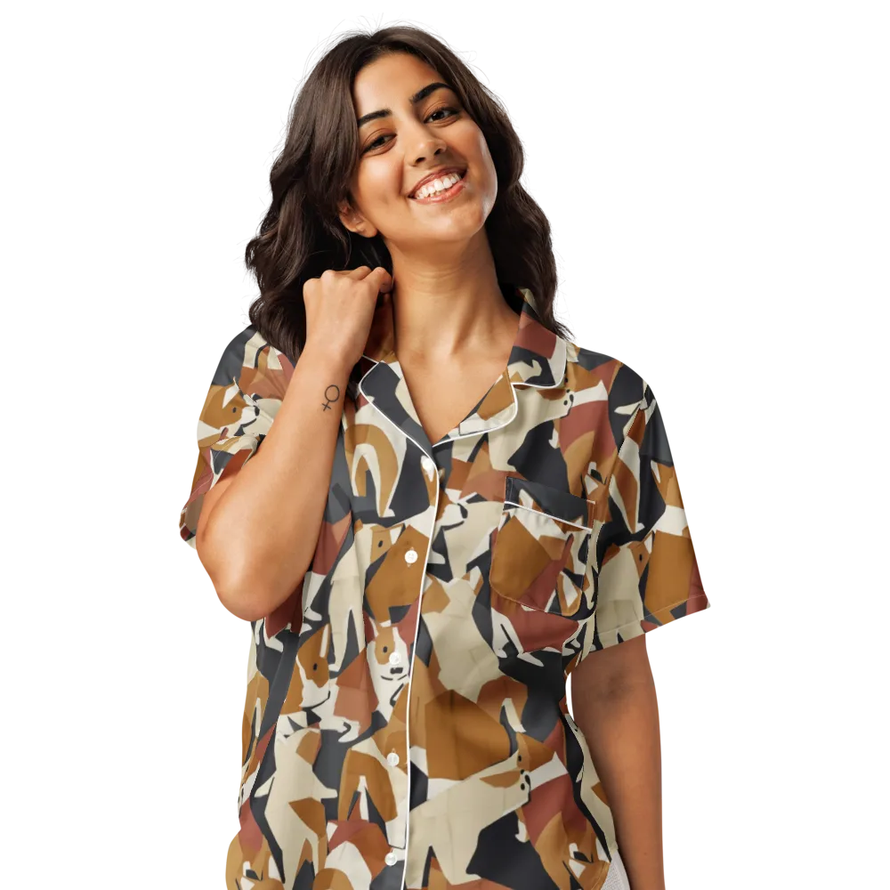 Rustic Paws on Women's Short Sleeve Pajama Top — Front