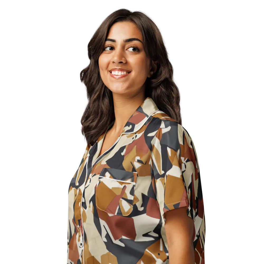 Rustic Paws on Women's Short Sleeve Pajama Top — Left Front
