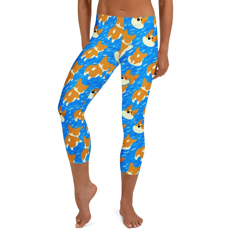 Blue Zoomies on Capri Leggings — Front