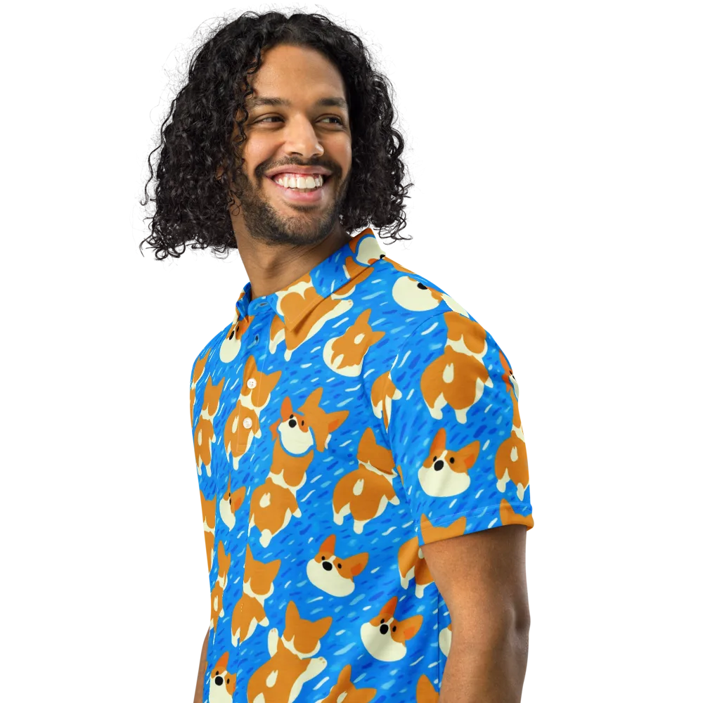 Blue Zoomies on Men's Slim Fit Polo Shirt — Left Front