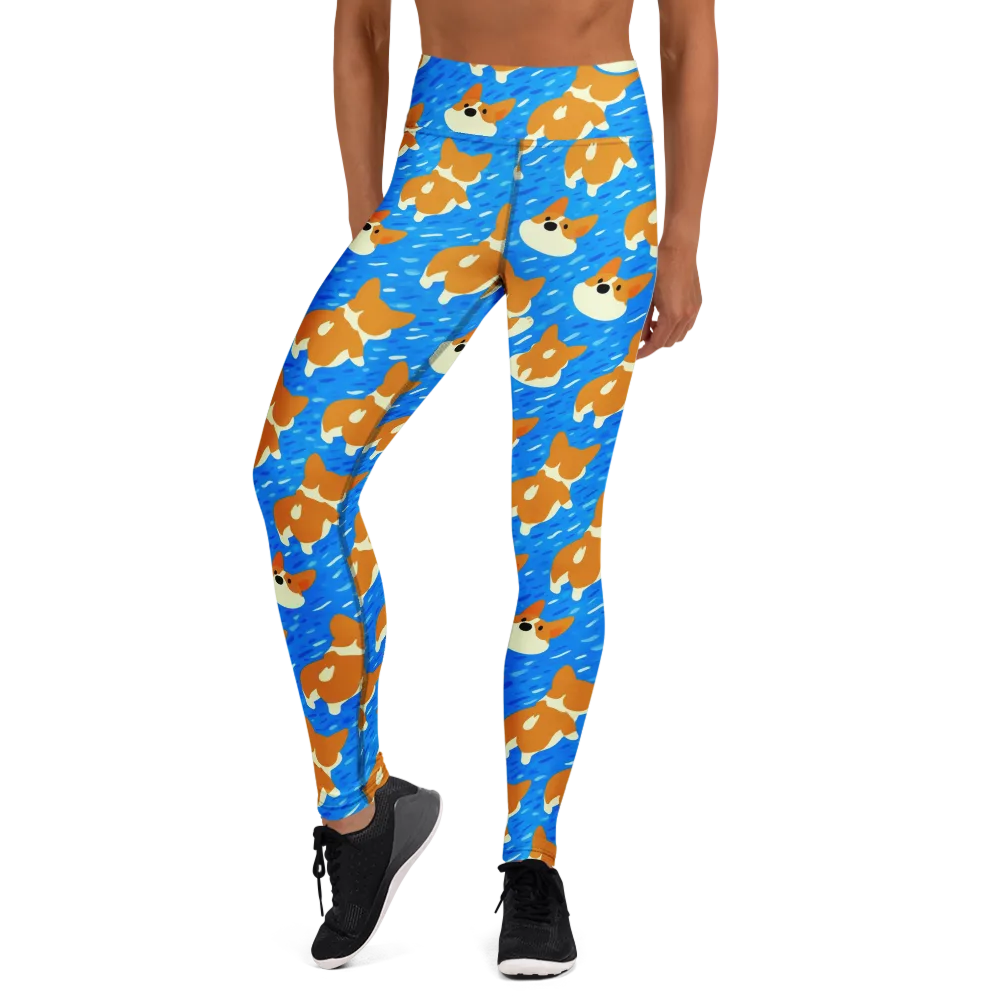 Blue Zoomies on Yoga Leggings — Front
