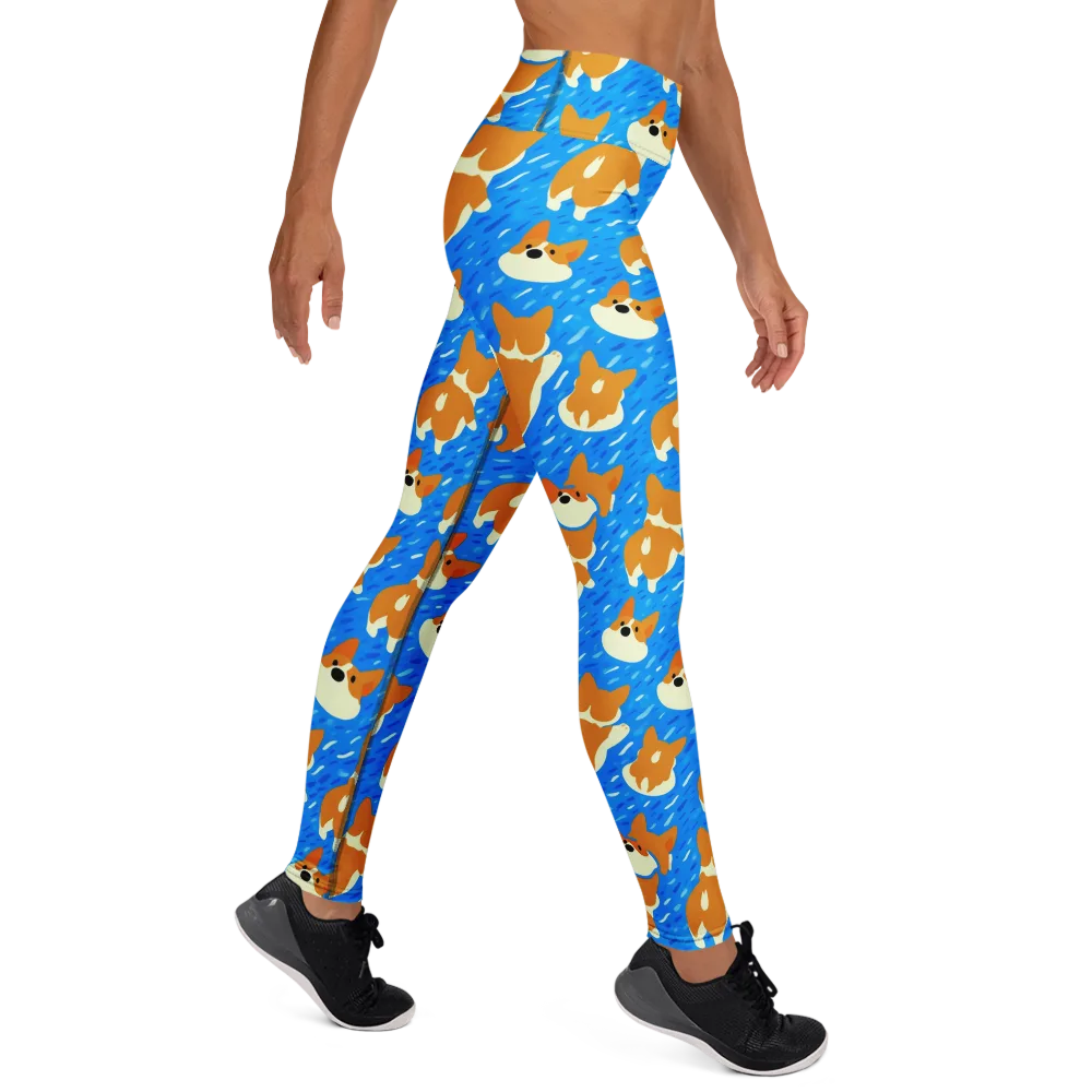 Blue Zoomies on Yoga Leggings — Right