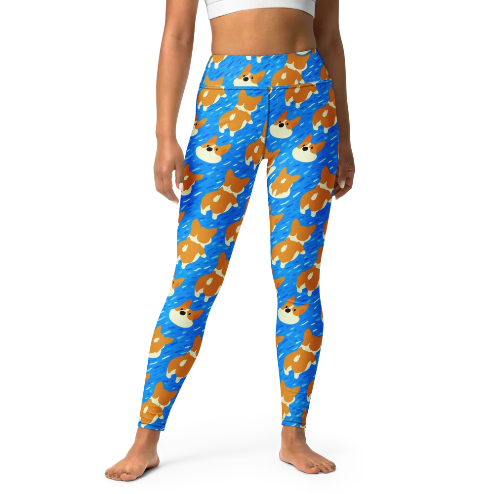 Blue Zoomies on Yoga Leggings — Front