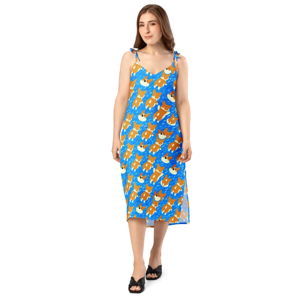 Blue Zoomies on Slip Dress — Front