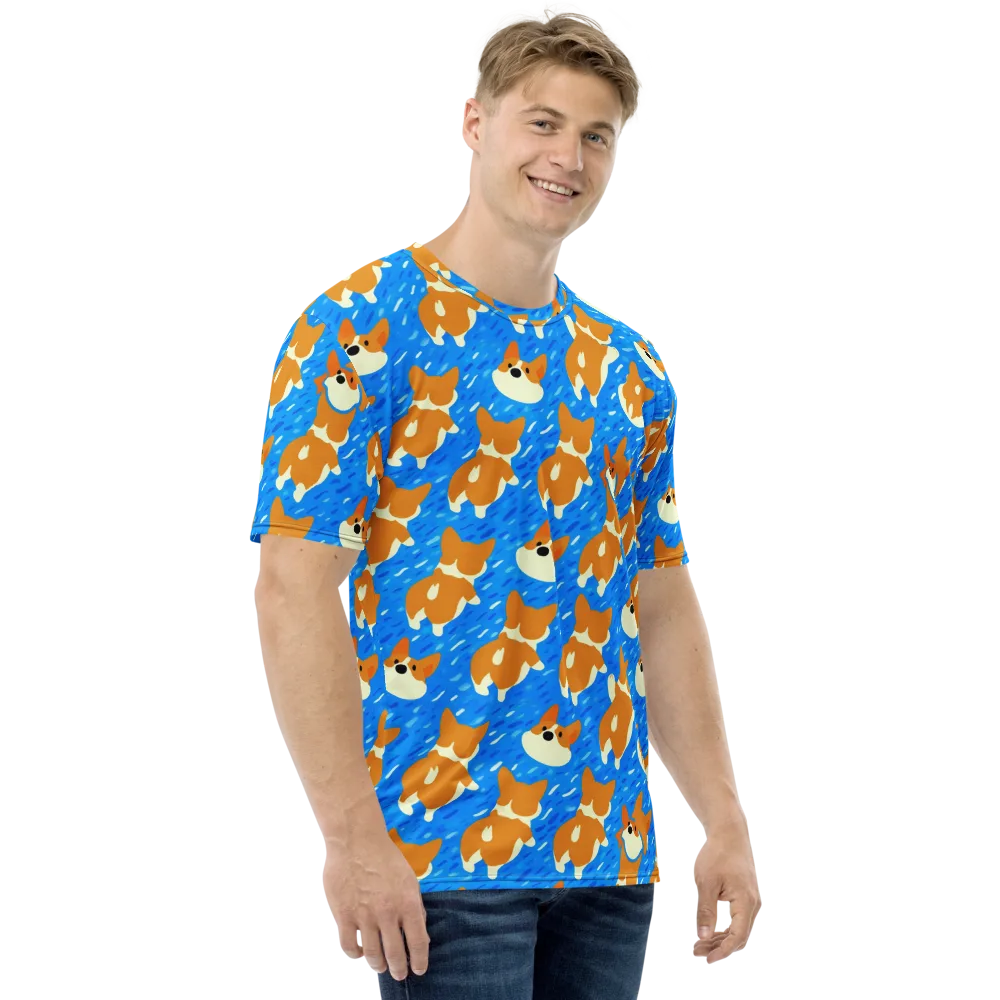 Blue Zoomies on Men's Crew Neck T-Shirt — Right