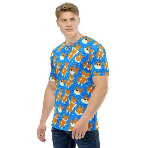 Blue Zoomies on a Men's Crew Neck T-Shirt