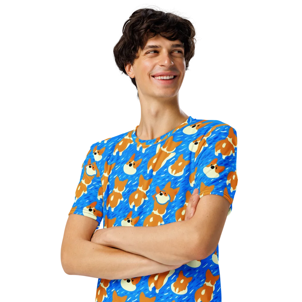 Blue Zoomies on Men's Crew Neck T-Shirt — Left Front