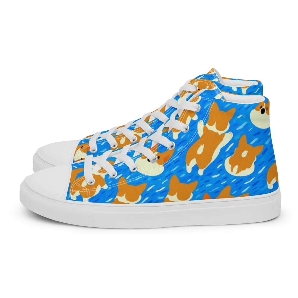 Blue Zoomies on Men's High Top Canvas Shoes — Left