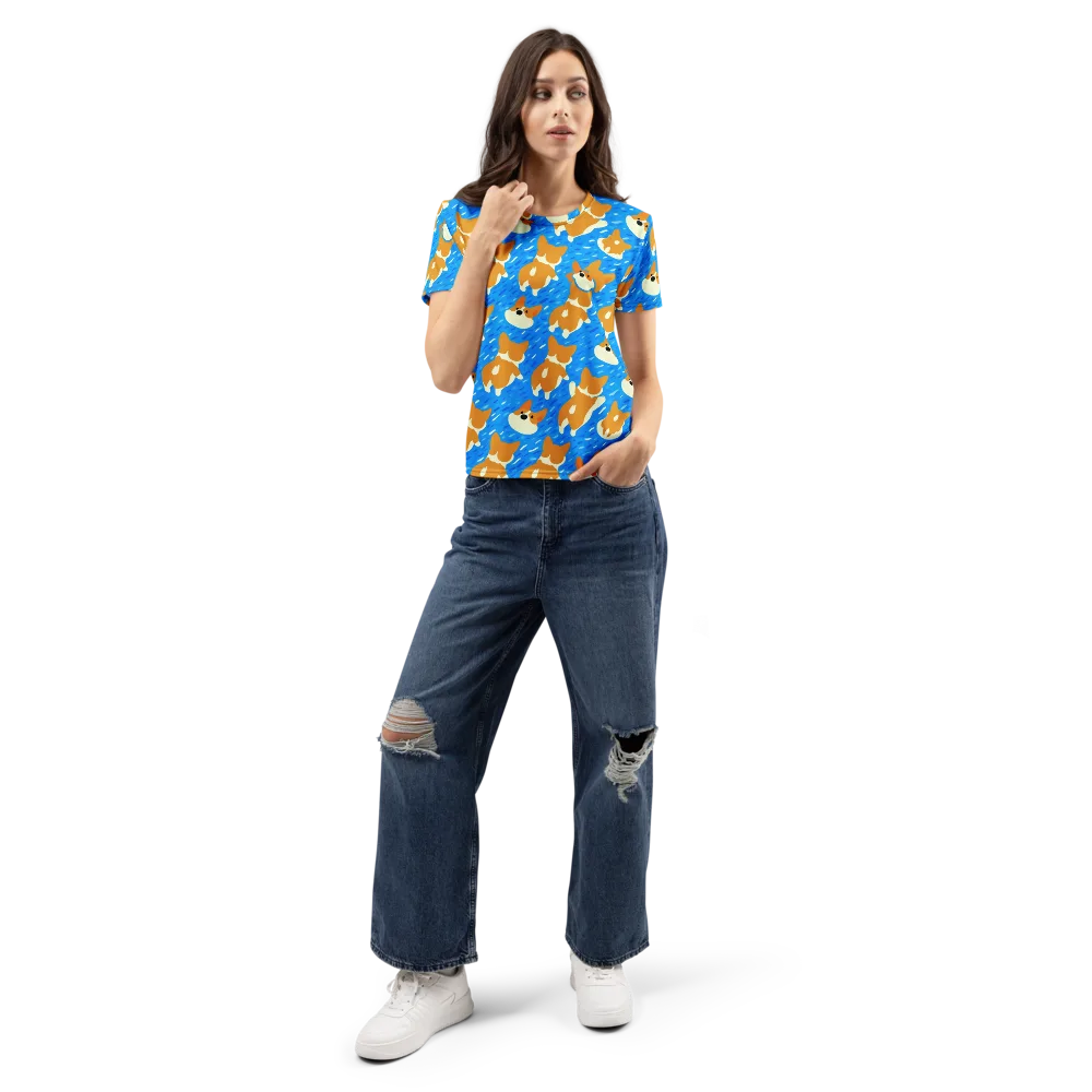 Blue Zoomies on Women's Crew Neck T-Shirt — Front