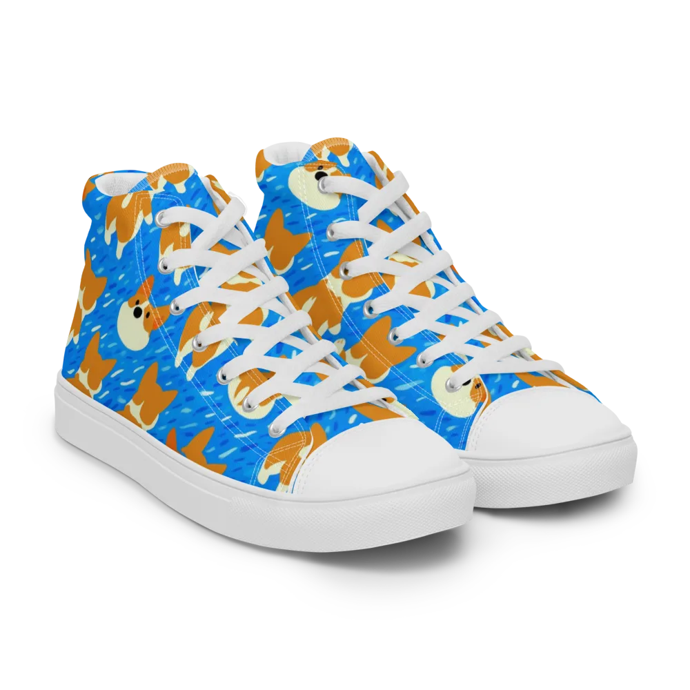 Blue Zoomies on Women's High Top Canvas Shoes — Right Front