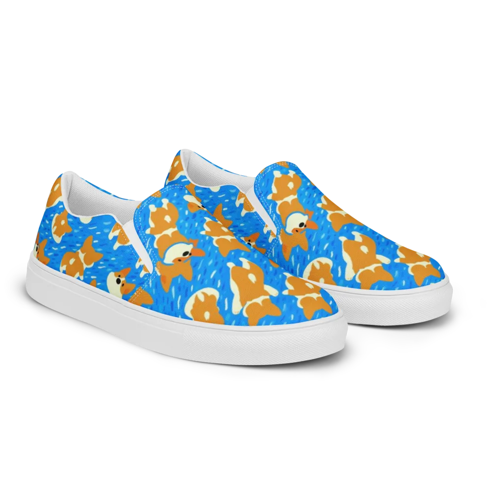 Blue Zoomies on Men's Slip-On Canvas Shoes — Right Front