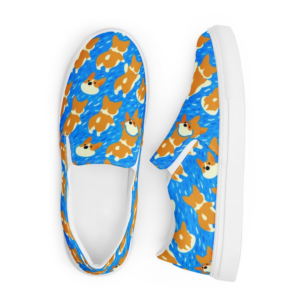 Blue Zoomies on Men's Slip-On Canvas Shoes — Front