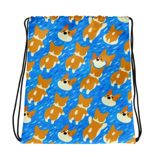 Blue Zoomies on a Drawstring Bag