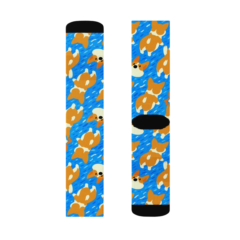 Blue Zoomies on Socks — Left Sock