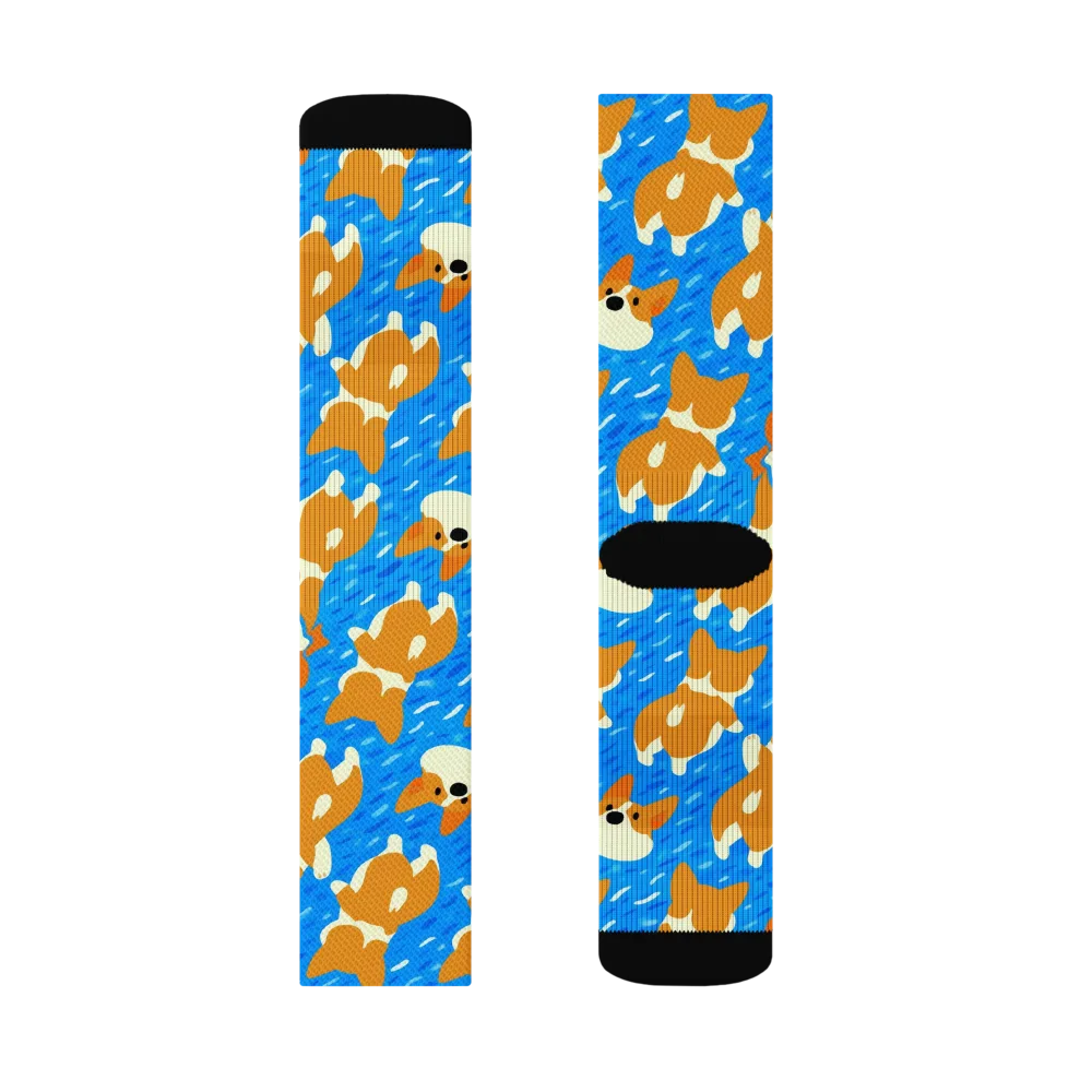 Blue Zoomies on Socks — Right Sock