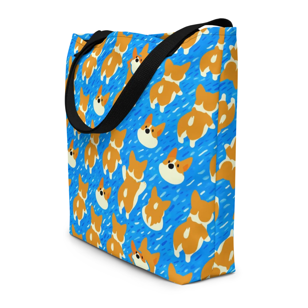 Blue Zoomies on Large Tote Bag W/ Pocket — Front