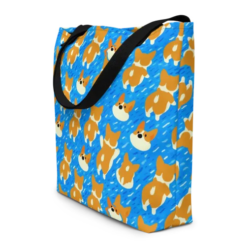 Blue Zoomies on a Large Tote Bag W/ Pocket