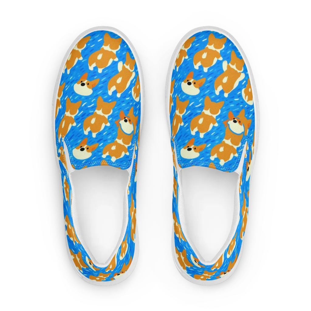 Blue Zoomies on Women's Slip-On Canvas Shoes — Front