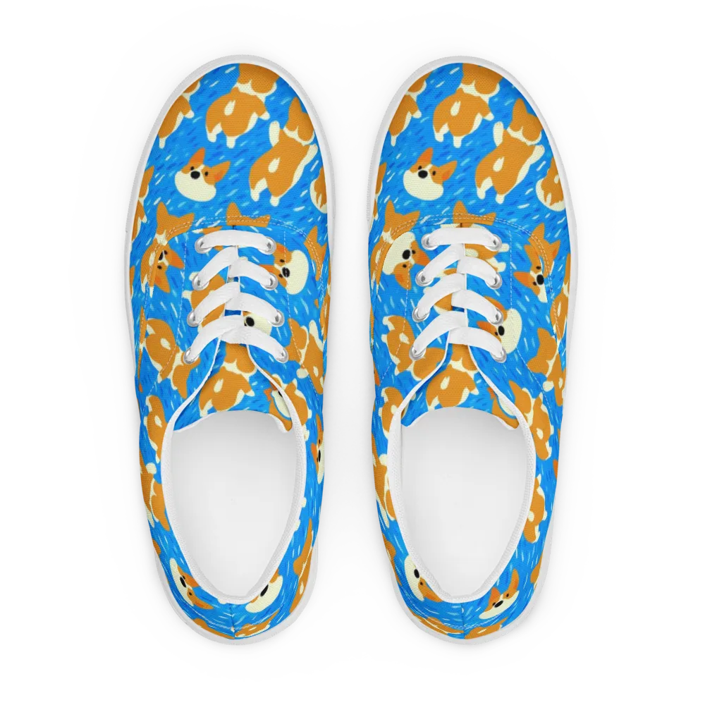 Blue Zoomies on Men's Lace-Up Canvas Shoes — Front
