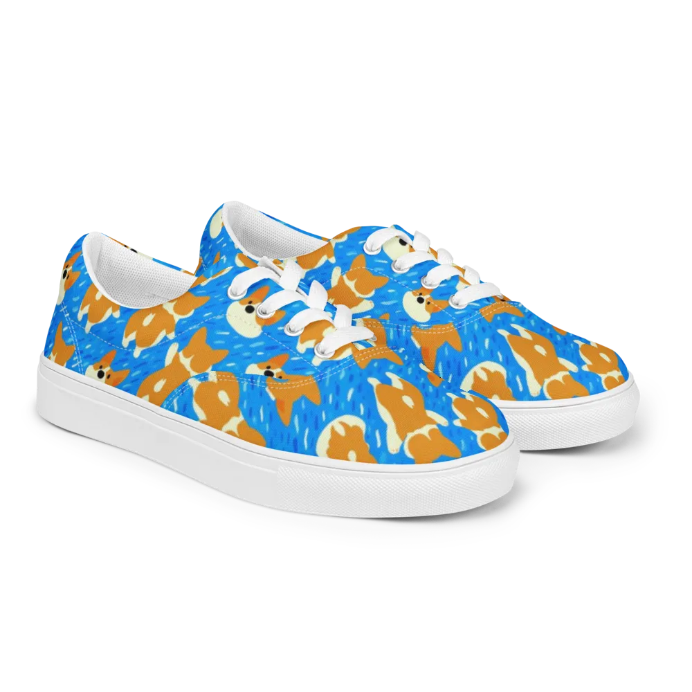 Blue Zoomies on Men's Lace-Up Canvas Shoes — Right Front