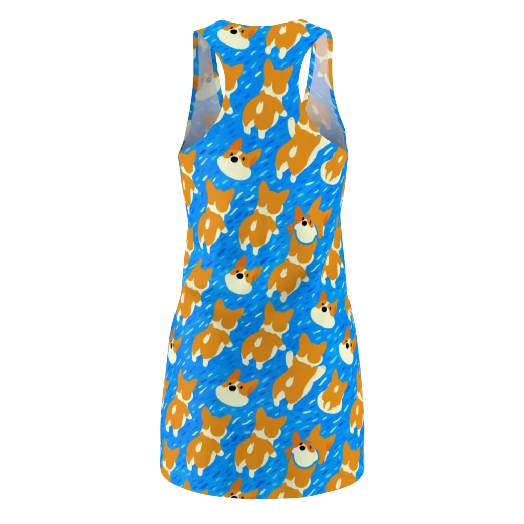 Blue Zoomies on Racerback Dress — Back