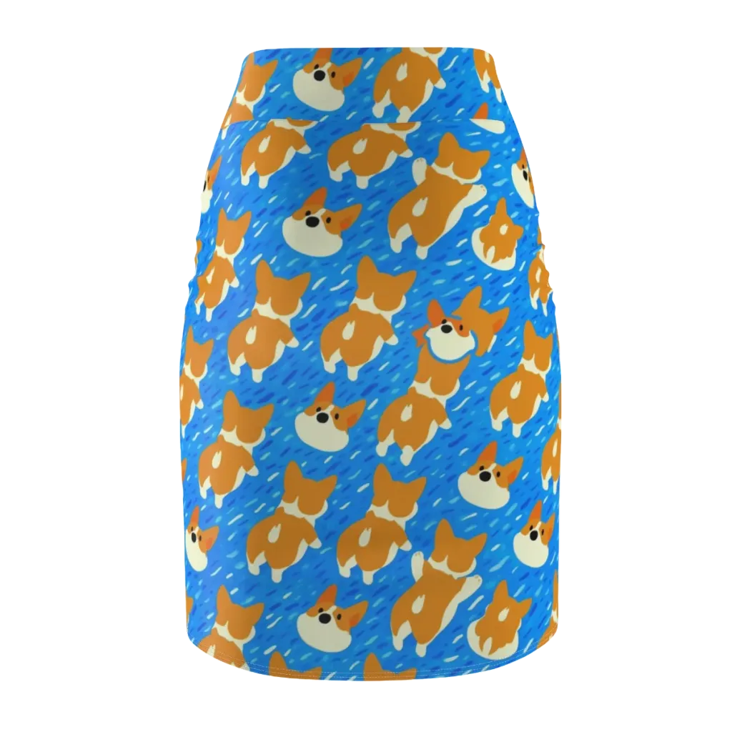 Blue Zoomies on Pencil Skirt — Back