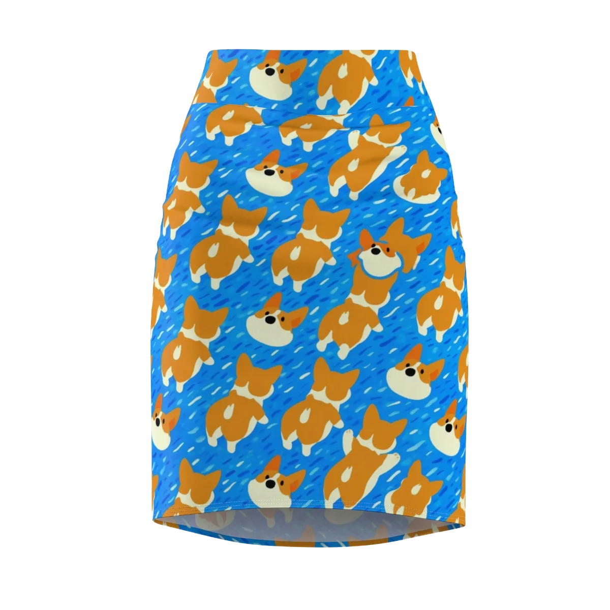 Blue Zoomies on Pencil Skirt — Front
